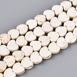 Говлит Синтетических Говлит бисер нитей, сердце, 5~5.5x5.5~6x3 мм, отверстие : 0.8 мм, около 77 шт / нитка, 15.35 дюйм (39 см)