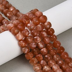 Солнечный Камень Натуральный Sunstone бисер пряди, кубические, граненые, 6.5~7x6.5~7x6.5~7 мм, отверстие : 0.7~0.8 мм, около 58~59 шт / нитка, 15.04''~15.35'' (38.2~39 см)
