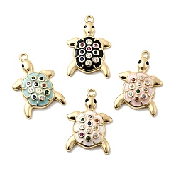 (52) Непрозрачная лаванда Латунные микро проложить кубического циркония подвески, черепаха, с эмалью, долговечный, стойки покрытие, без свинца и без кадмия, разноцветные, 27x18.5x4.5 мм, отверстие : 1.8 мм