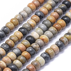 Picasso Jasper Natural Polychrome Jasper/Picasso Stone/Picasso Jasper Beads Strands, Rondelle, 6x4mm, Hole: 0.6mm, about 97pcs/strand, 15.5 inch(39.5cm)
