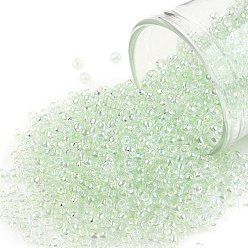 (172) Pale Green Transparent Rainbow TOHO Round Seed Beads, Japanese Seed Beads, (172) Pale Green Transparent Rainbow, 11/0, 2.2mm, Hole: 0.8mm, about 1110pcs/bottle, 10g/bottle