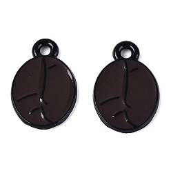 Коричневый Подвески из эмалевого сплава с краской для выпечки, подвески из кофейных зерен, чёрные, кофе, 15x10x1 мм, отверстие : 1.5 мм
