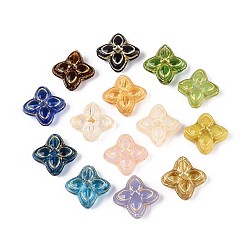 (52) Непрозрачная лаванда Стеклянные бусины, клевер, золотой металл обвитыми, разноцветные, 17x17x6.5 мм, отверстие : 1.2 мм