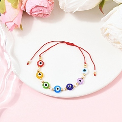 Красный Регулируемые браслеты из бисера ручной работы от сглаза, плетеные из бусин для мужчин и женщин, красные, внутренний диаметр: 1-7/8~3-1/8 дюйм (4.8~8 см)