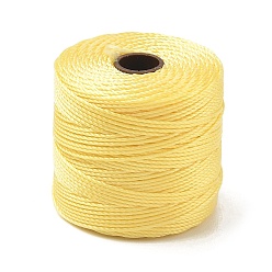 Yellow Waxed Polyester Cords, Twisted Thread, Round, Yellow, 0.8mm, about 54.68 Yards(50m)/Roll
