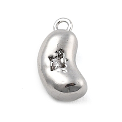 Платина Латунные микро проложить кубического циркония подвески, без кадмия, без никеля и без свинца, бобовые прелести, платина, 11x5.5x4.5 мм, отверстие : 1 мм