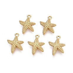 Золотой 304 подвески из нержавеющей стали, прелести морская звезда, золотые, 13.5x10x2.5 мм, отверстие : 1 мм