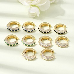Couleur Mélangete Micro cuivres ouvrent zircons boucles d'oreilles, sans plomb et sans cadmium, crémaillère plaquage, plaqué longue durée, réel 18 k plaqué or, couleur mixte, 17.5~18x4.5mm