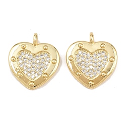 Настоящее золото 18K Латунные микро проложить кубического циркония подвески, сердце прелести, без свинца и без кадмия, долговечный, стойки покрытие, реальный 18 k позолоченный, 22.5x20x2 мм, отверстие : 2.4 мм