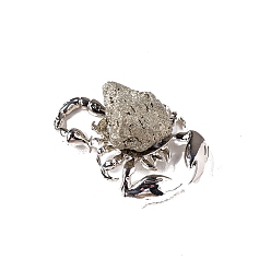 Платина Природные украшения пирит дисплей, металлическое украшение домашнего офиса, платина, 60~65x40~45 мм