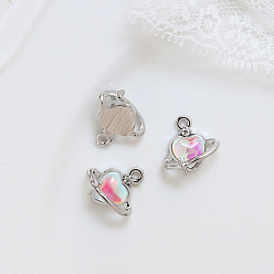 Сердце Сплав циркония подвески куб, cmолой, платина, сердце, 14x15 мм