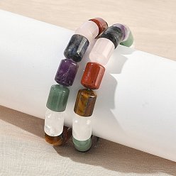 Смешанные камни Браслеты из окрашенных в колонном режиме натуральных бусин лазурита, розового кварца, зеленого авантюрина, аметиста, красной яшмы, тигрового глаза и кварца, эластичные, для женщин и мужчин., внутренний диаметр: 2.17 дюйм (5.5 см)