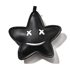 Черный Подвески из искусственной кожи, звезда, чёрные, 83.5x81x22.5 мм, отверстие : 7x2 мм