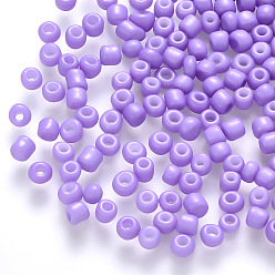 Lilac 6/0 Baking Paint Glass Round Seed Beads, Lilac, 4~5x3~4mm, Hole: 1~2mm, about 4500pcs/pound