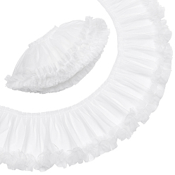 Белый 4ярдов полиэстеровой плиссированной кружевной отделки, аксессуары для одежды, белые, 5-3/4~6-1/8 дюйм (146~155 мм)