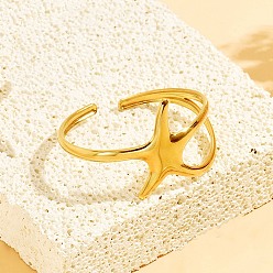 Golden Ocean 304 Stainless Steel Starfish Open Cuff Bangles for Women, Golden, Inner Diameter: 1.97x2.40 inch(5x6.1cm)