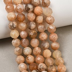 Multi-Moonstone Нити из натуральных бусин из нескольких лунных камней, граненые, круглые, 8~8.5 мм, отверстие : 1 мм, около 46 шт / нитка, 15.16 дюйм (38.5 см)