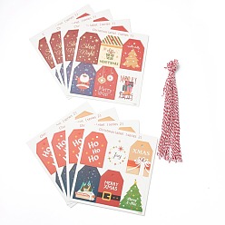 Coloré Rubans de papier à thème de noël, avec des cordes de chanvre, pour les décorations d'arbres de Noël, hexagone, Motif à thème de Noël, hexagone avec motif : mm, 68x45x0.4pcs / feuille