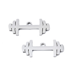 Stainless Steel Color Non-Tarnish 201 Stainless Steel Pendants, Laser Cut, Dumbbell, Stainless Steel Color, 9x20x1mm, Hole: 1.4mm