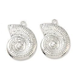 Платина Подвески из океанического сплава, подвески в форме раковины, стойки покрытие, без кадмия, без никеля и без свинца, платина, 34x25.5x3 мм, отверстие : 3 мм