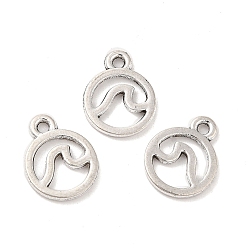 Antique Silver Tibetan Style Alloy Pendants, Round, Antique Silver, 12x9.5x1mm, Hole: 1.2mm, about 2777pcs/1000g