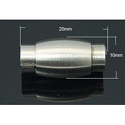 Stainless Steel Color Tarnish Resistant Matte 304 Stainless Steel Magnetic Clasps with Glue-in Ends, Oval, Stainless Steel Color, 20x10mm, Hole: 5mm