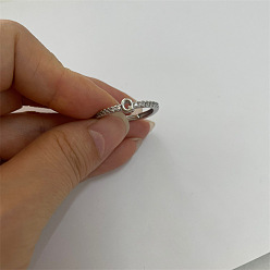 Letter Q Кольца из латуни с микропаве, прозрачные кольца с кубическим цирконием, Реальная платина, Буква Q, внутренний диаметр: 20 мм