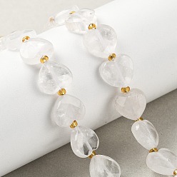 Хрусталь Природных кристаллов кварца бисер нитей, горный хрусталь граненое сердце любви, с бисером, 11.5x12.5x4.5 мм, отверстие : 0.9 мм, около 29~30 шт / нитка, 15.16'' (38.5 см)