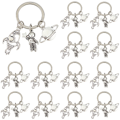 Нержавеющая Сталь Цвет 16 брелок из сплава, с 304 кольцами из нержавеющей стали, астронавт, цвет нержавеющей стали, 54 мм