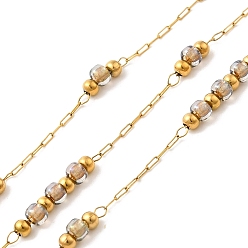 Серый Ручная работа 304 цепи из нержавеющей стали и стеклянных бусин, пайки, с 316 цепью и катушкой из нержавеющей стали, ионное покрытие (ip), серые, Ссылки по теме: 13x3 мм и 5x3 мм