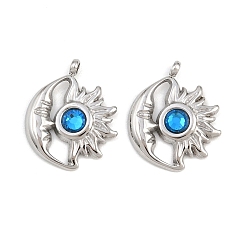 Монтана 304 из нержавеющей стали горный хрусталь подвески, подвески-камни со звездами и луной, сентябрь, цвет нержавеющей стали, Монтана, 19.5x16x3.5 мм, отверстие : 1.6 мм