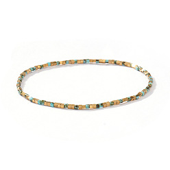 Бирюза Богемные стеклянные бисерные браслеты на резинке для женщин, бирюзовые, 11.02 дюйм (28 см)