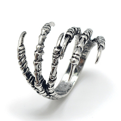 Antique Silver Alloy Finger Rings, Claw, Size 8, Antique Silver, 18mm
