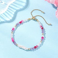 Смешанные камни Натуральные и синтетические драгоценные камни и самородки, барочный жемчуг, жемчужные бусины кеши, браслеты-слайдеры, 304 браслеты из нержавеющей стали с цепочками для женщин, внутренний диаметр: 1.77~3.23 дюйм (4.5~8.2 см)