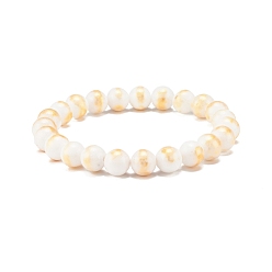 (404) Непрозрачное AB Кислое яблоко Натуральный машан нефрит круглый эластичный браслет из бисера, украшения из драгоценных камней для женщин, цветочный белый, внутренний диаметр: 2-1/8 дюйм (5.4 см), бусины : 8.5 мм