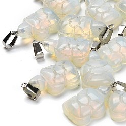 Опал Opalite подвески, с 201 вывод из нержавеющей стали, черепаха, 26~27x15.5x7.5 мм, отверстие : 4x7.5 мм