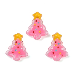 Pink Прозрачные стеклянные эмалевые бусины, Рождественские елки, розовые, 18x15x7 мм, отверстие : 1.2 мм