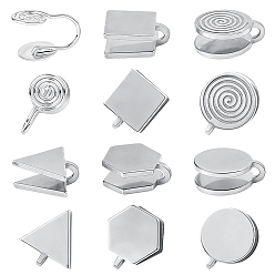 Stainless Steel Color 10Pcs 5 Styles 304 Stainless Steel & Brass  Cuff Earrings, Punk Style Jewelry for Men Women, Stainless Steel Color, 9.5~16x10~12x17mm, 2pcs/style