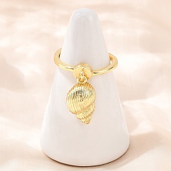 Shell Shape Латунные регулируемые кольца для пальцев, золотые, формы раковины, внутренний диаметр: 17 мм
