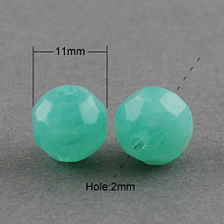 Бирюза Акриловые бусины, Стиль имитация драгоценных камней, граненые, круглые, бирюзовые, 11 мм, Отверстие : 2 мм , около 540 шт / 500 г
