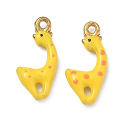 Жирафа 304 нержавеющей стальной эмали подвески, ионное покрытие (ip), реальный 18 k позолоченный, прелести жирафа, 23x11x4 мм, отверстие : 1.6 мм