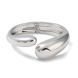 Платина Браслеты на манжетах из сплава в форме капли для женщин, платина, внутренний диаметр: 2-3/8 дюйм (6.15 см)