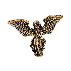 Античное Золото Латунные украшения для показа ангела Иисуса, Статуи энергии рейки для исцеления, античное золото , 45.5x52.5x9.5 мм