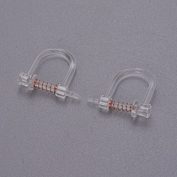 Rose Gold Plastic Clip-on Earring Findings, with Stainless Steel Findings, Rose Gold, 11x13x3.5mm