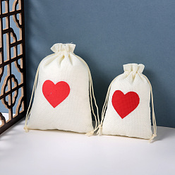 Снежный Прямоугольные сумки с сердечками из ткани на шнурке, сумка для упаковки подарочных ювелирных изделий из органзы, снег, 14x10 см