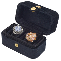 Черный 1 прямоугольные мини-коробки для хранения колец из бархата с кнопками, дорожный портативный футляр для ювелирных изделий, для колец, Серьги, чёрные, 8.4x5.15x5.3 см, 1 шт / комплект