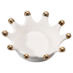 Белый Фарфоровая тарелка для украшений в форме короны, лоток для хранения колец, , серьга, белые, 114x35 мм