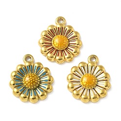 (52) Непрозрачная лаванда 304 нержавеющей стальной эмали подвески, цветочный шарм, ионное покрытие (ip), реальный 18 k позолоченный, разноцветные, 21x17.5x4 мм, отверстие : 1.6 мм