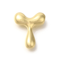 Letter T Стойки обшивки латунные бусины, письмо-шар, для изготовления именных ожерелий, долговечный, без свинца и без кадмия, реальный 18 k позолоченный, Письмо T, 23x19.5x7 мм, отверстие : 2 мм