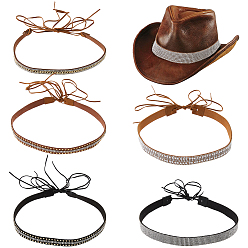(52) Непрозрачная лаванда 6 шт. 6 стили резинки для шляп из искусственной кожи, со стразами, для ковбойской шляпы, шляпа-федора с загнутыми полями, украшение соломенной шляпы, разноцветные, 1165~1310 мм, 1 шт / стиль